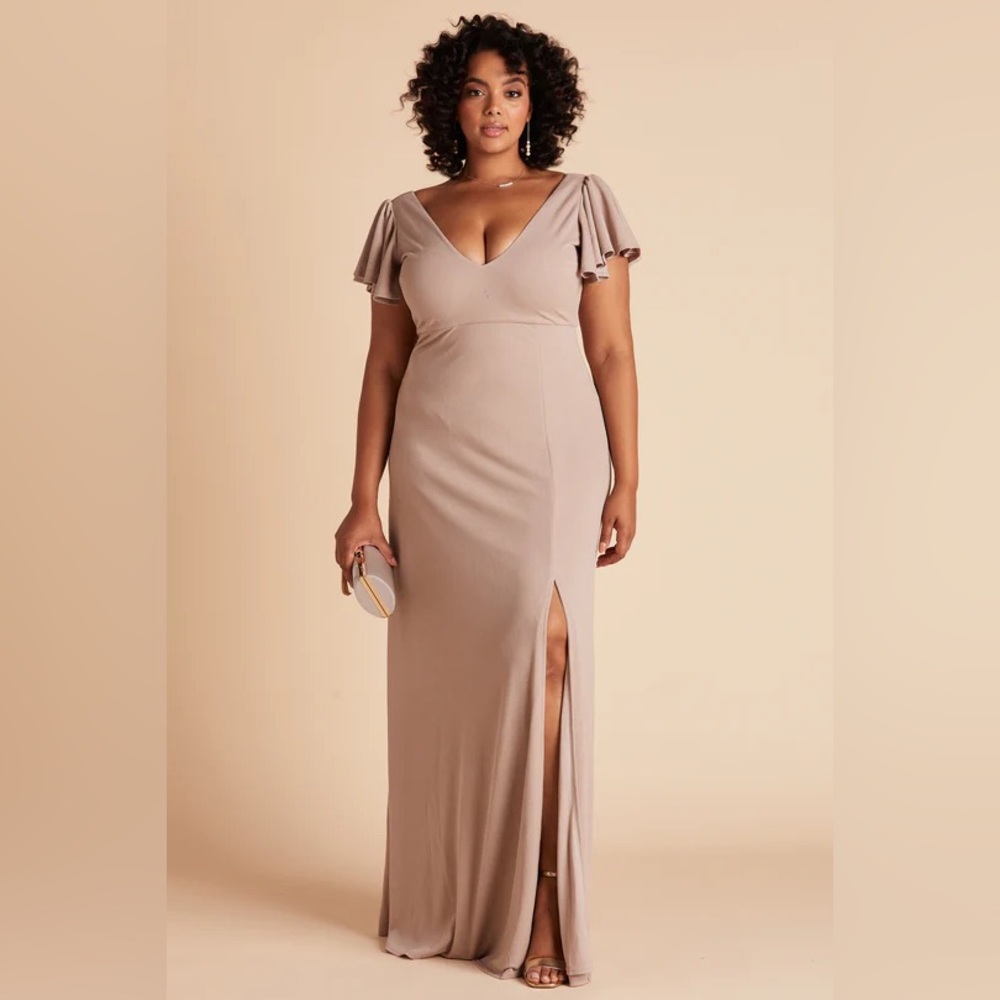Birdy Grey HANNAH DRESS CREPE TAUPE CURVE 1X NEW NWT WEDDING BRIDESMAID